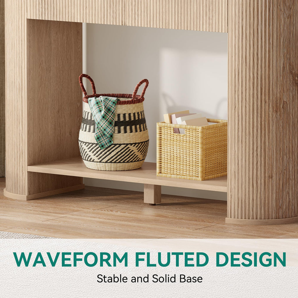 47.2" Oak Console Table with 2 Drawers & Shelf J2159