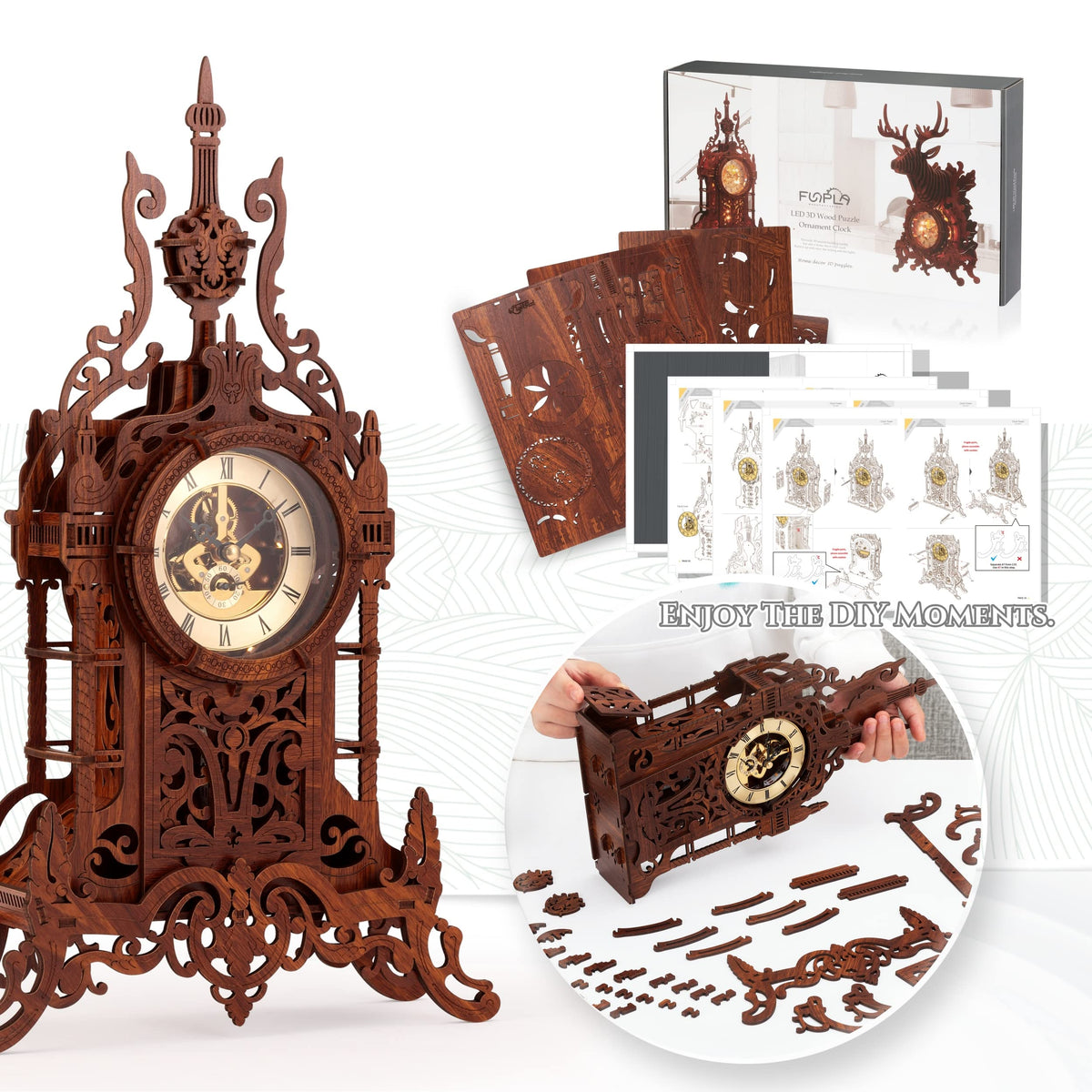 LED 3D Wood Puzzle Clock Tower C788675