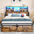 Queen Bed Frame with Storage Headboard and 2 Drawers M998